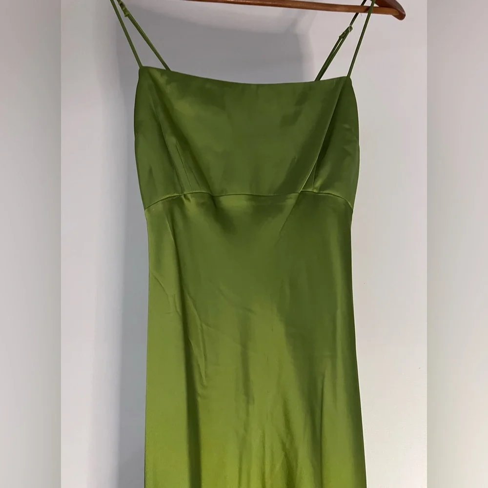 Abercrombie & Fitch Olive Green Satin Maxi Slip Dress